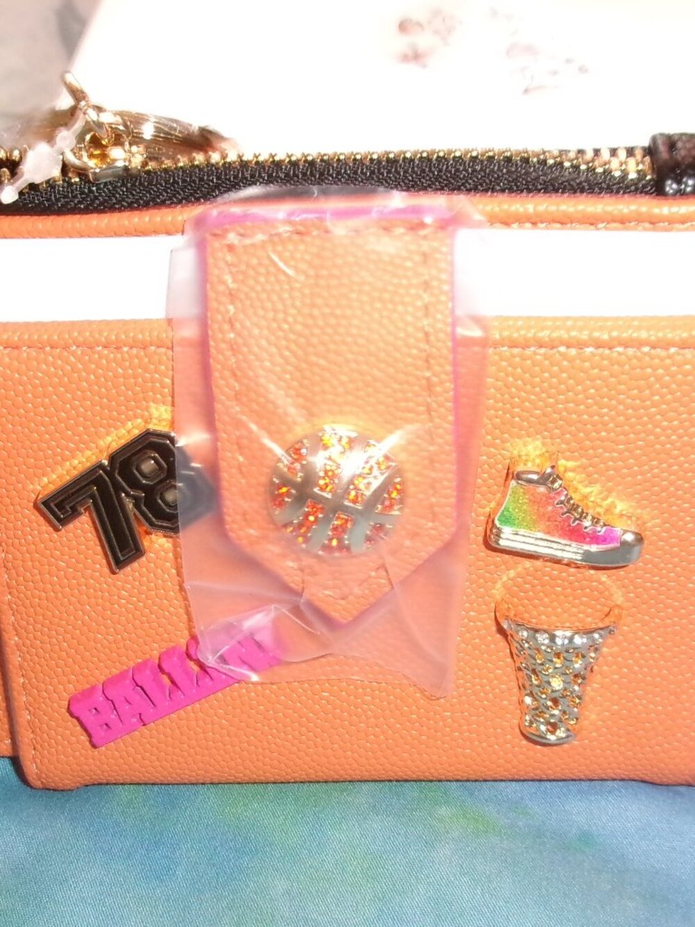 NWT Betsey Johnson Don't Block Me Orange Basketball Bifold